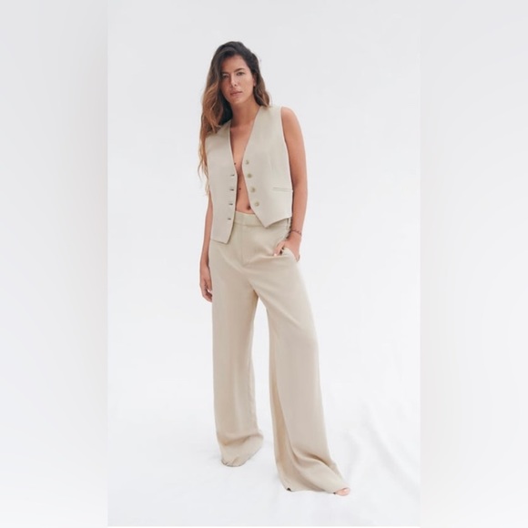 Zara Pants - Zara: WIDE LEG FLOWY PANTS [taupe brown] SKU: 0/3273/587/707/04